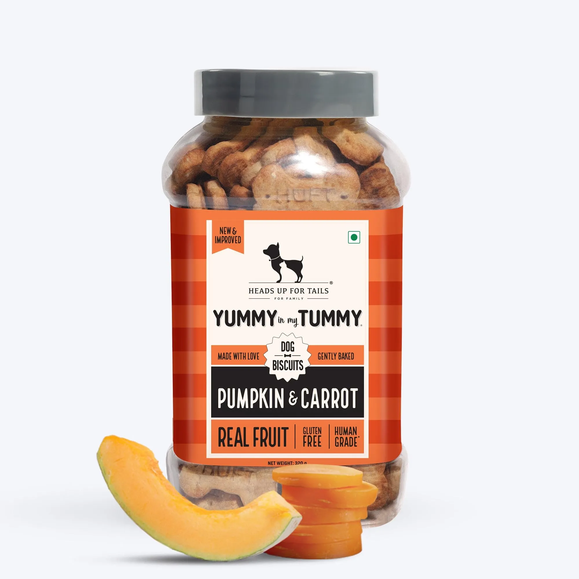 Heads Up For Tails Yummy In My Tummy Pumpkin & Carrots Vegetarian Gluten Free Dog Biscuits