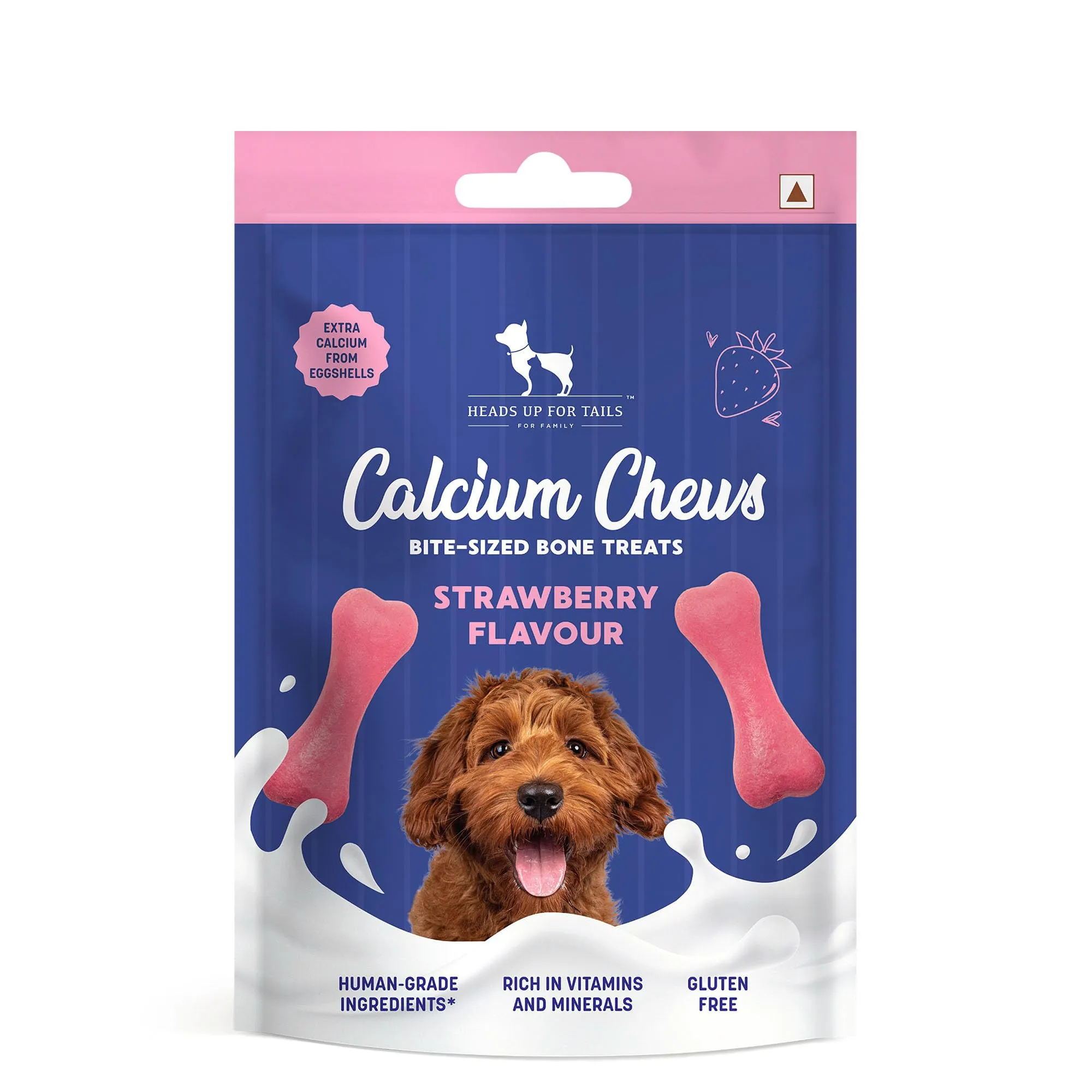 Heads Up For Tails Gluten Free Calcium Chews Strawberry Flavour