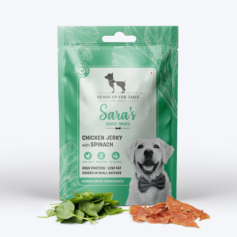 Heads Up For Tails Sara's Doggie Treats Chicken Jerky with Spinach