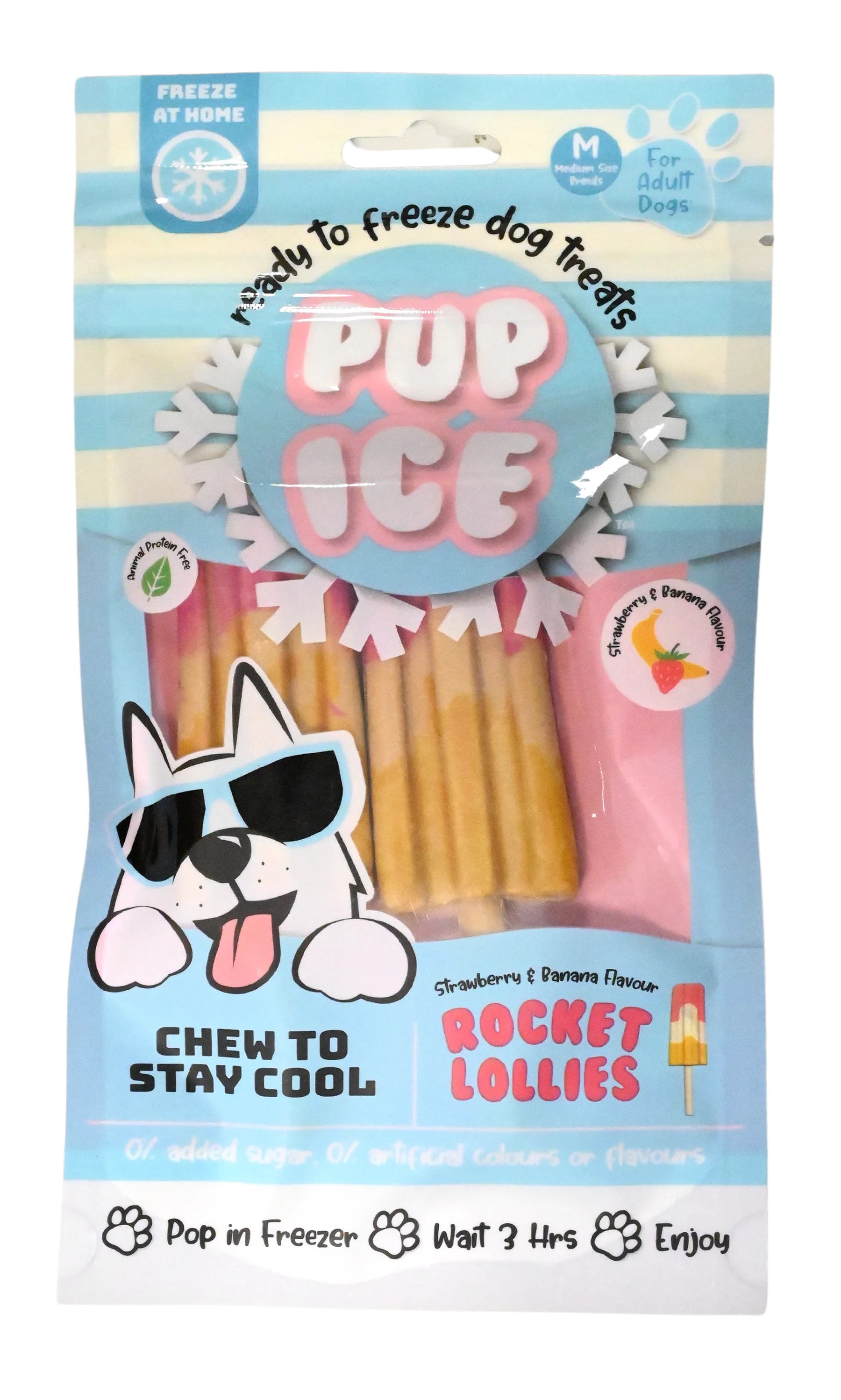 Pup Ice Rocket Lollies Strawberry & Banana Ready To Freeze Treat For Adult Dog