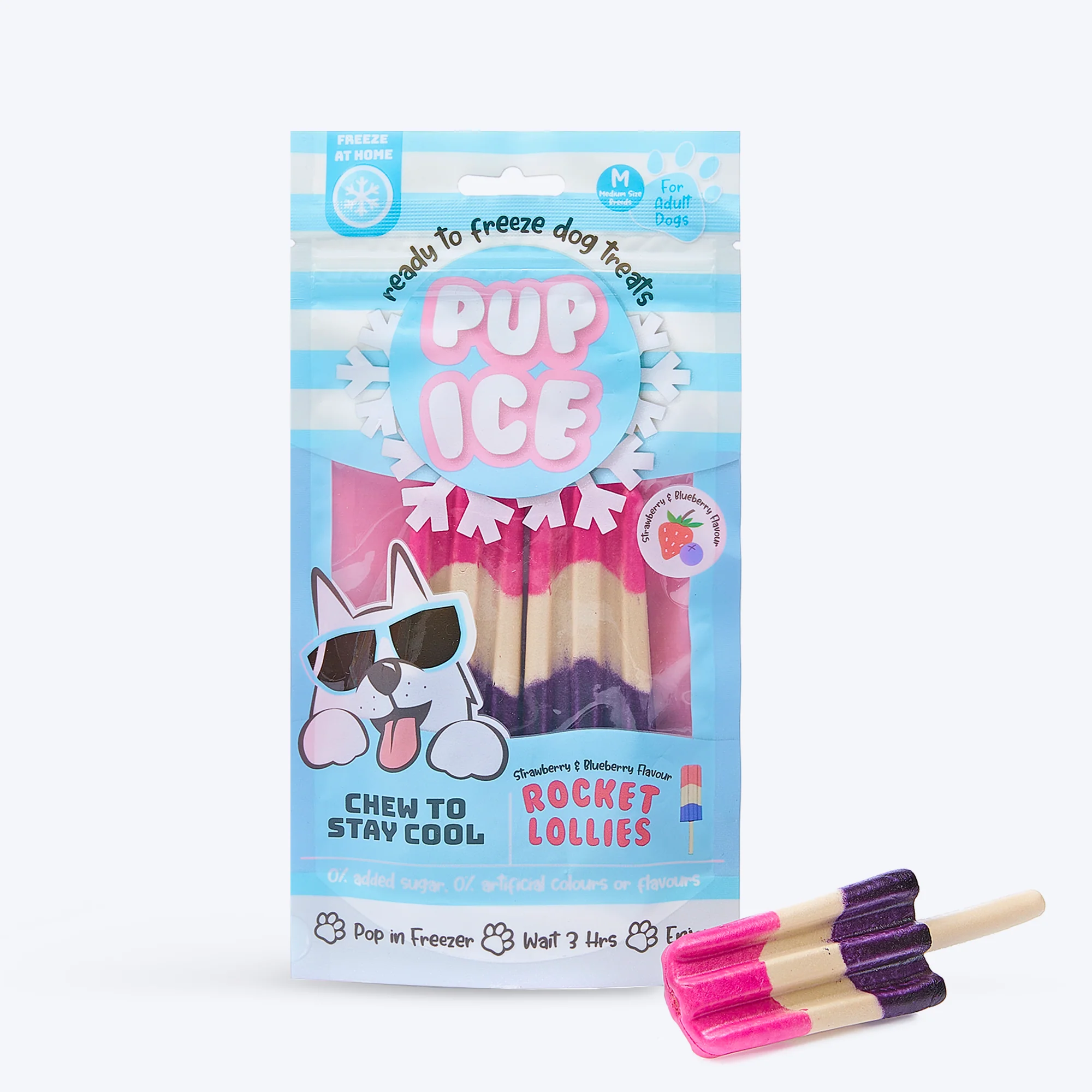 Pup Ice Rocket Lollies Strawberry & Blueberry Ready To Freeze Treat For Adult Dog