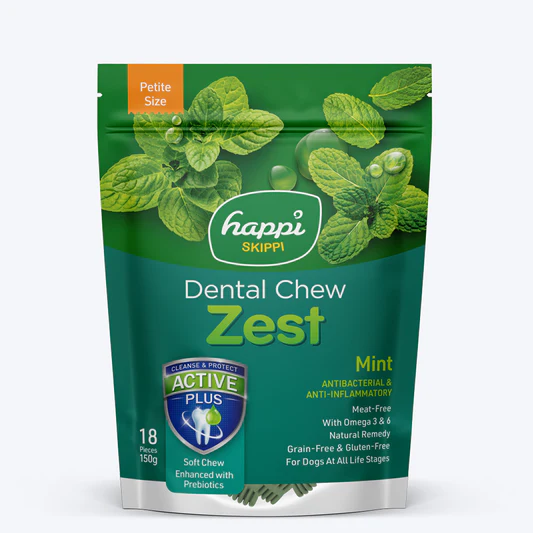 Happi Skippi Dental Chew Zest Mint Grain Free Dog Treats - Petite