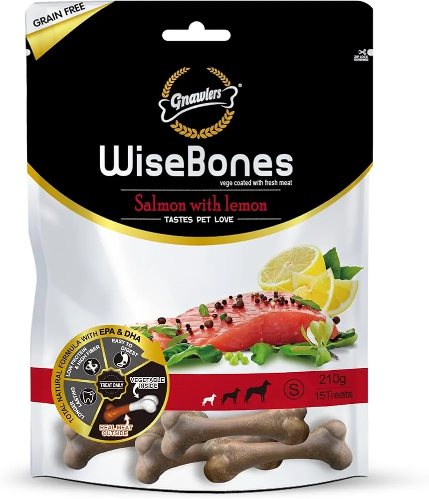 Gnawlers Wisebones Dog Treat - Salmon with Lemon