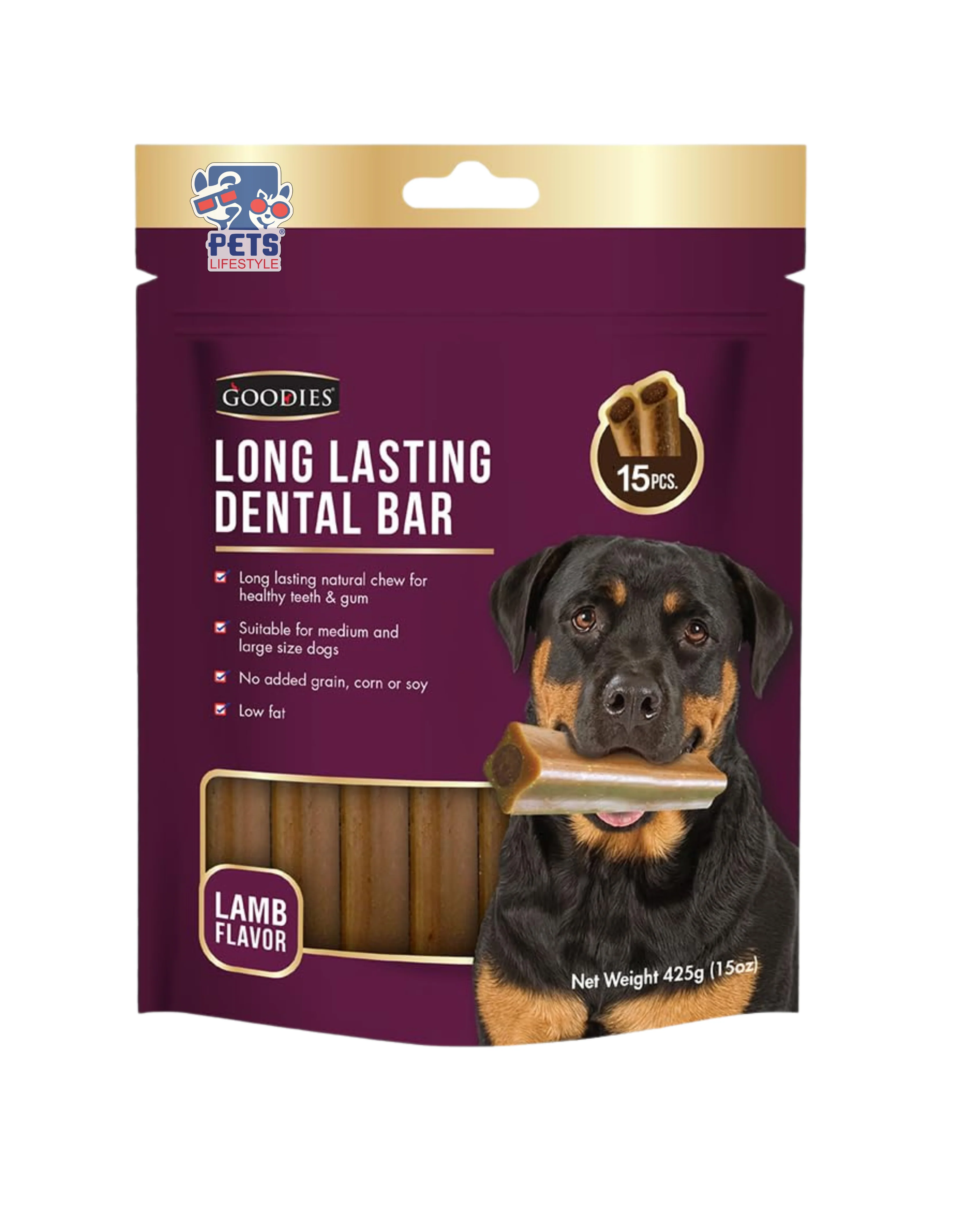 Goodies Long Lasting Dental Bar Lamb Flavour Dog Treat 15 in 1