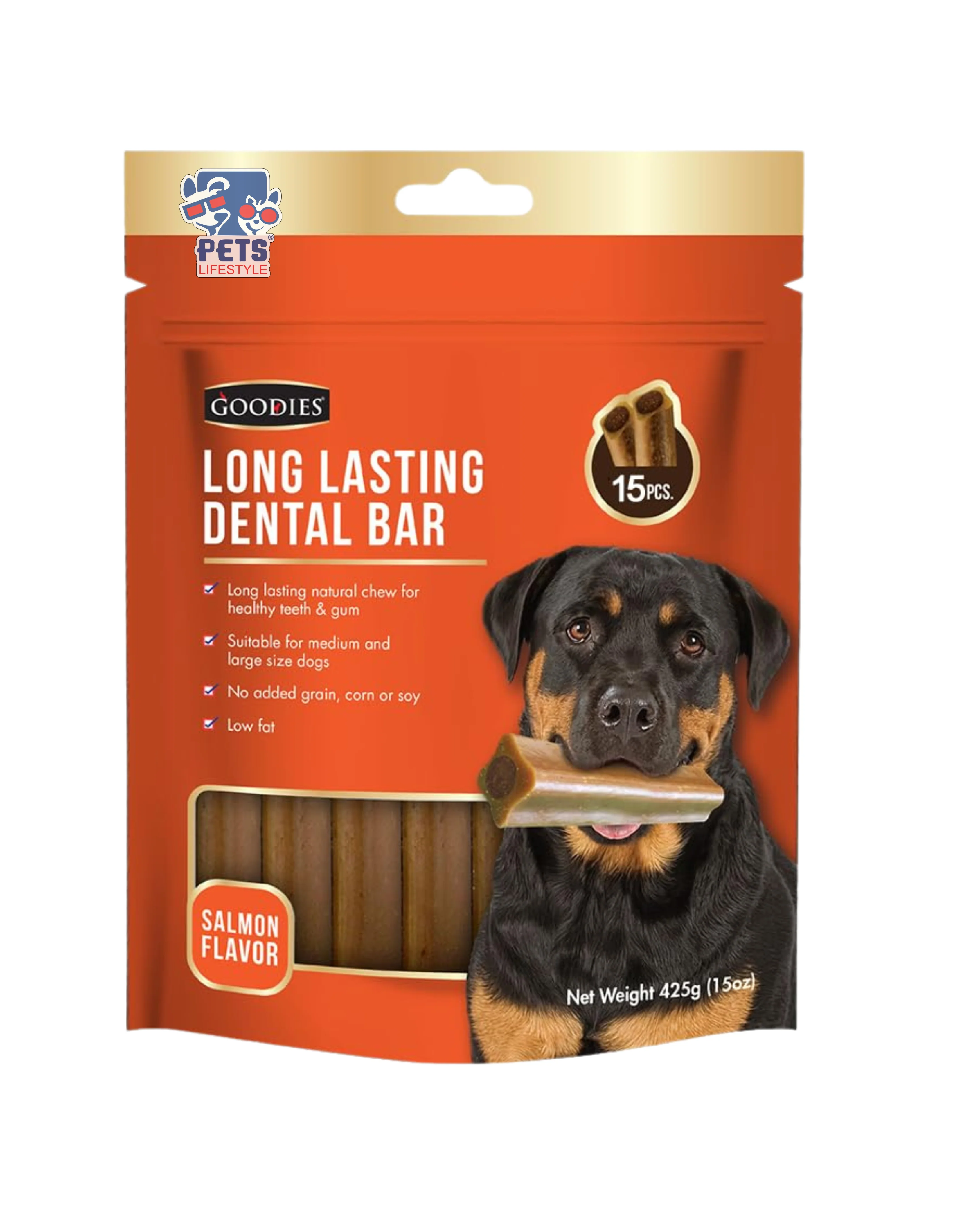 Goodies Long Lasting Dental Bar Salmon Flavour Dog Treat 15 in 1