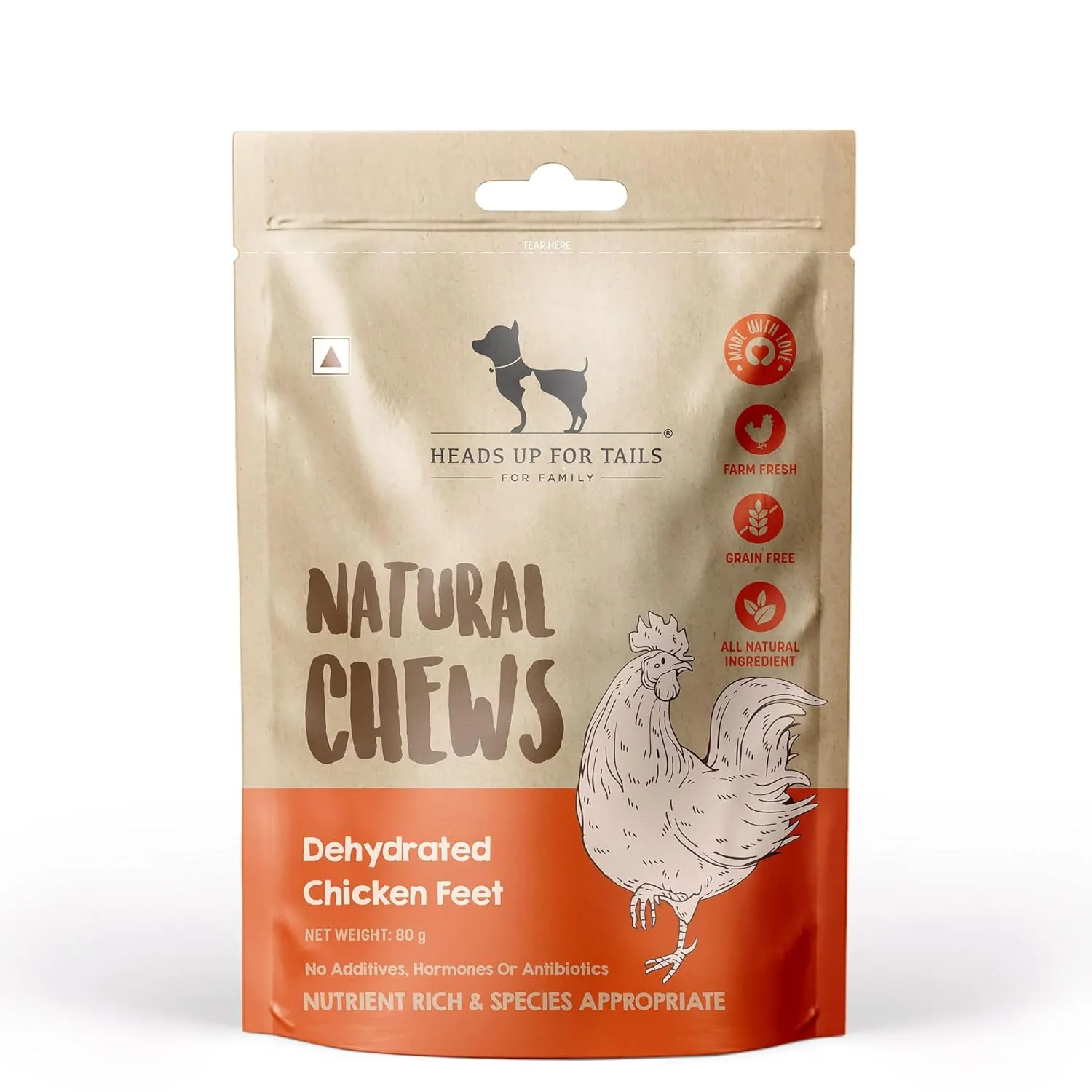 Heads Up For Tails Natural Chews Dehydrated Chicken Feet Grain Free Dog Treats