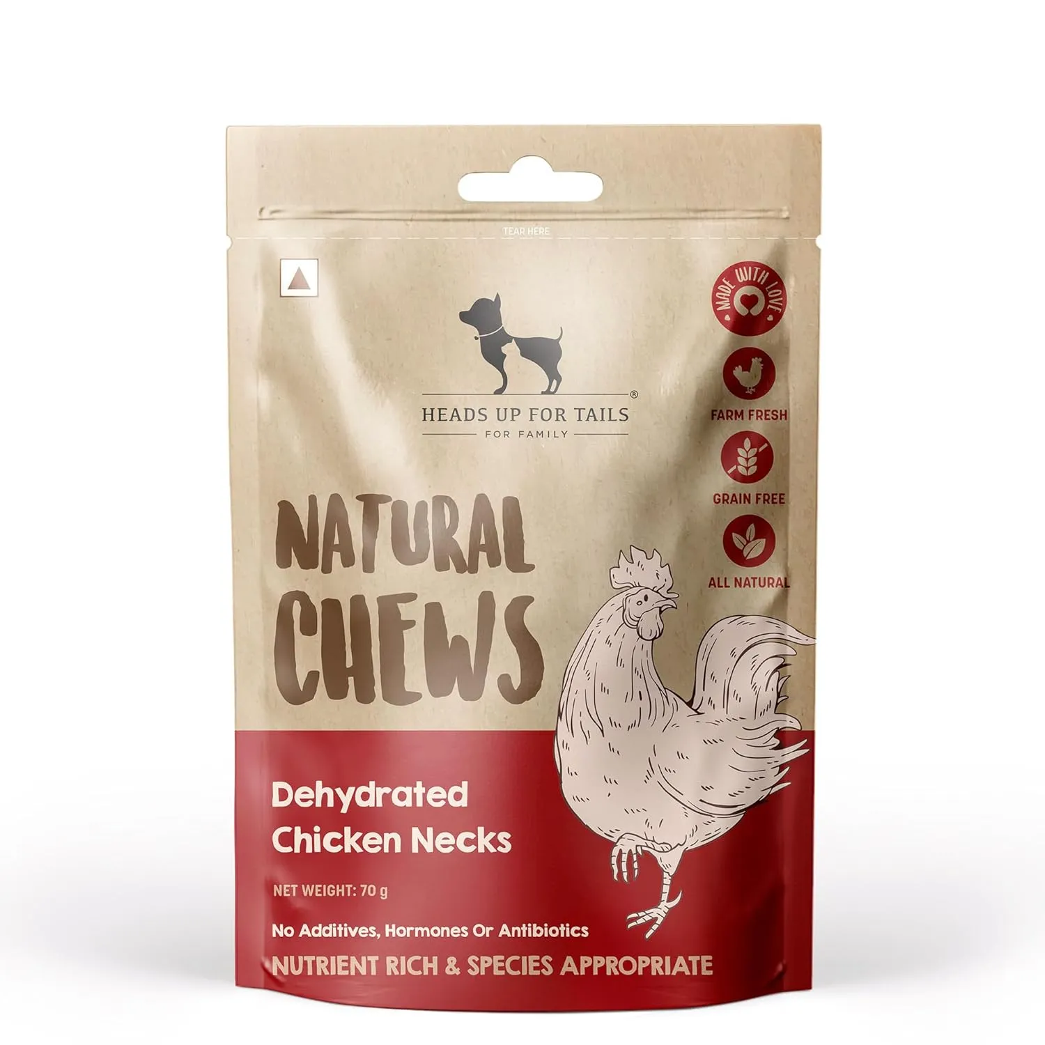 Heads Up For Tails Natural Chews - Dehydrated Chicken Necks For Dog