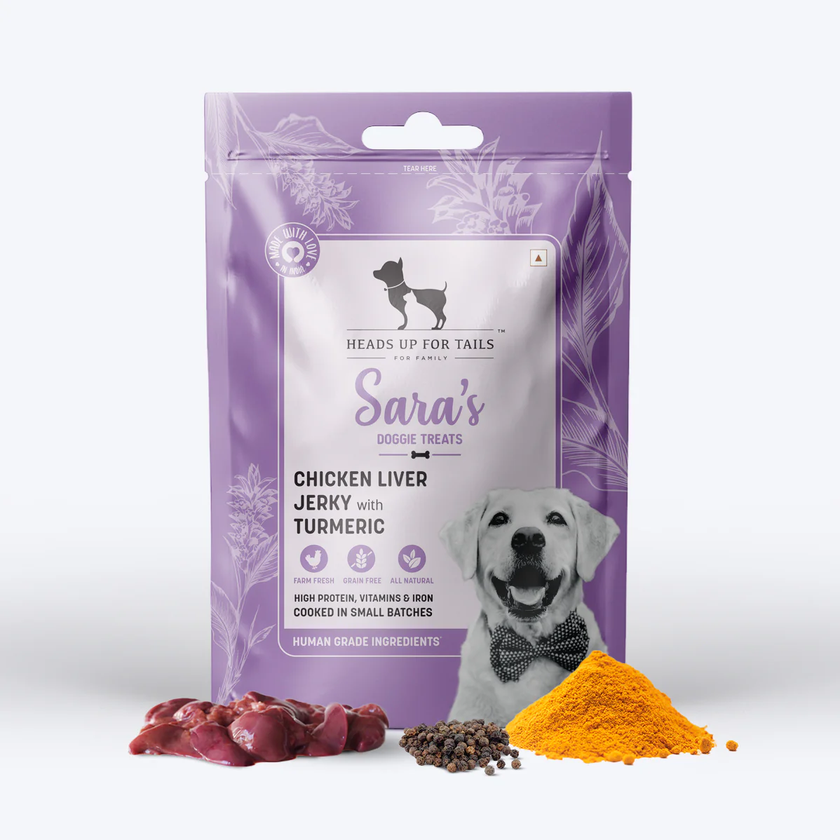 Heads Up For Tails Sara's Doggie Treats Chicken Liver Jerky With Turmeric Grain Free Dog Treats
