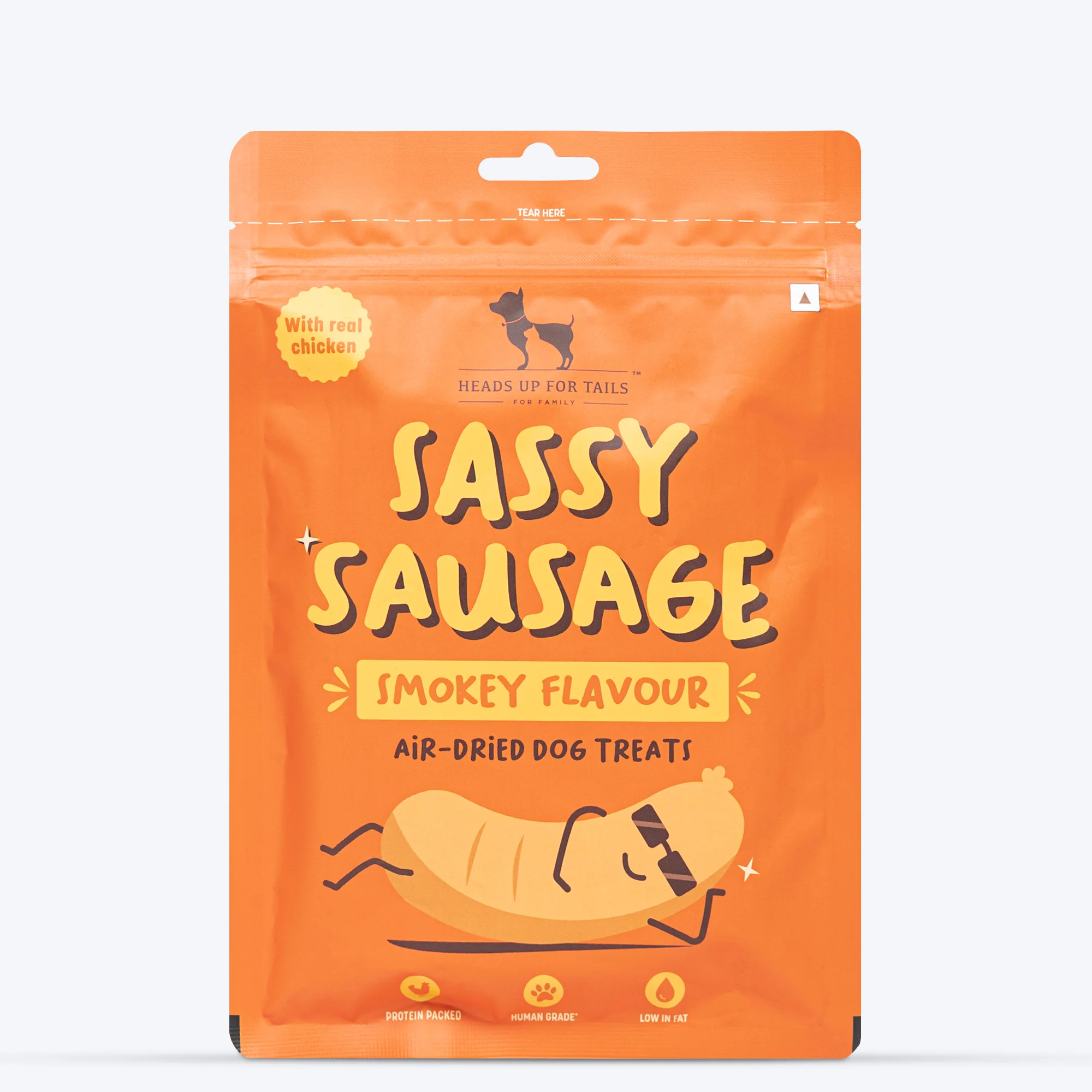 Heads Up For Tails Sassy Sausage Smokey With Real Chicken Air-Dried Dog Treats