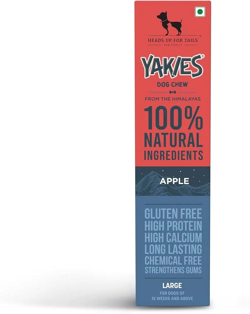 Heads Up For Tails Yakies 100% Natural and Vegetarian Apple Gluten Free Chew Bone For Dogs