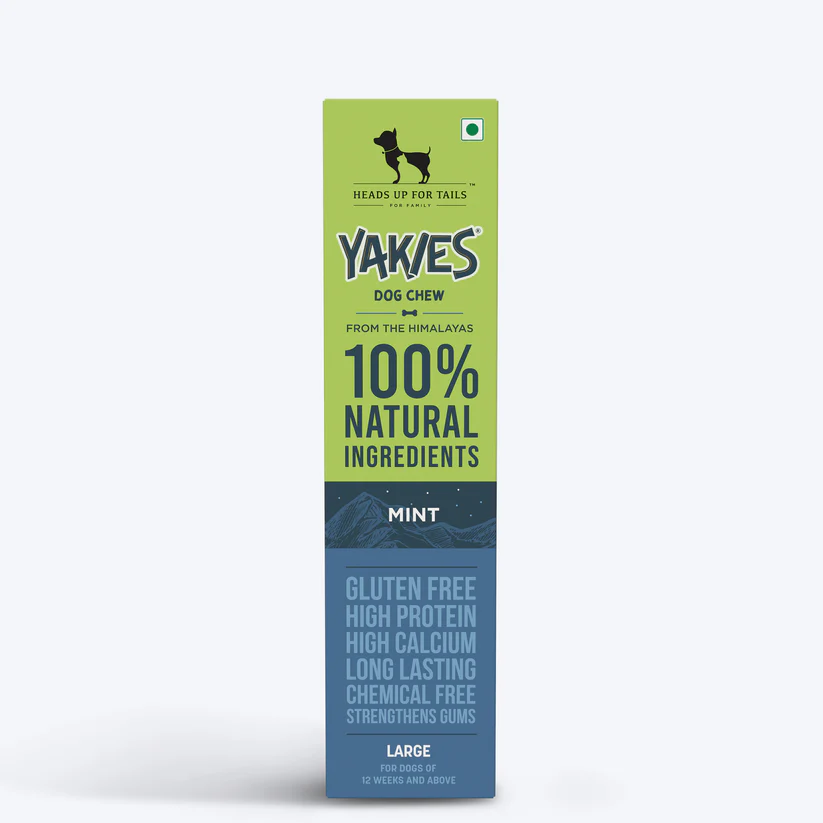 Heads Up For Tails Yakies 100% Natural and Vegetarian Mint Gluten Free Chew Bone For Dogs