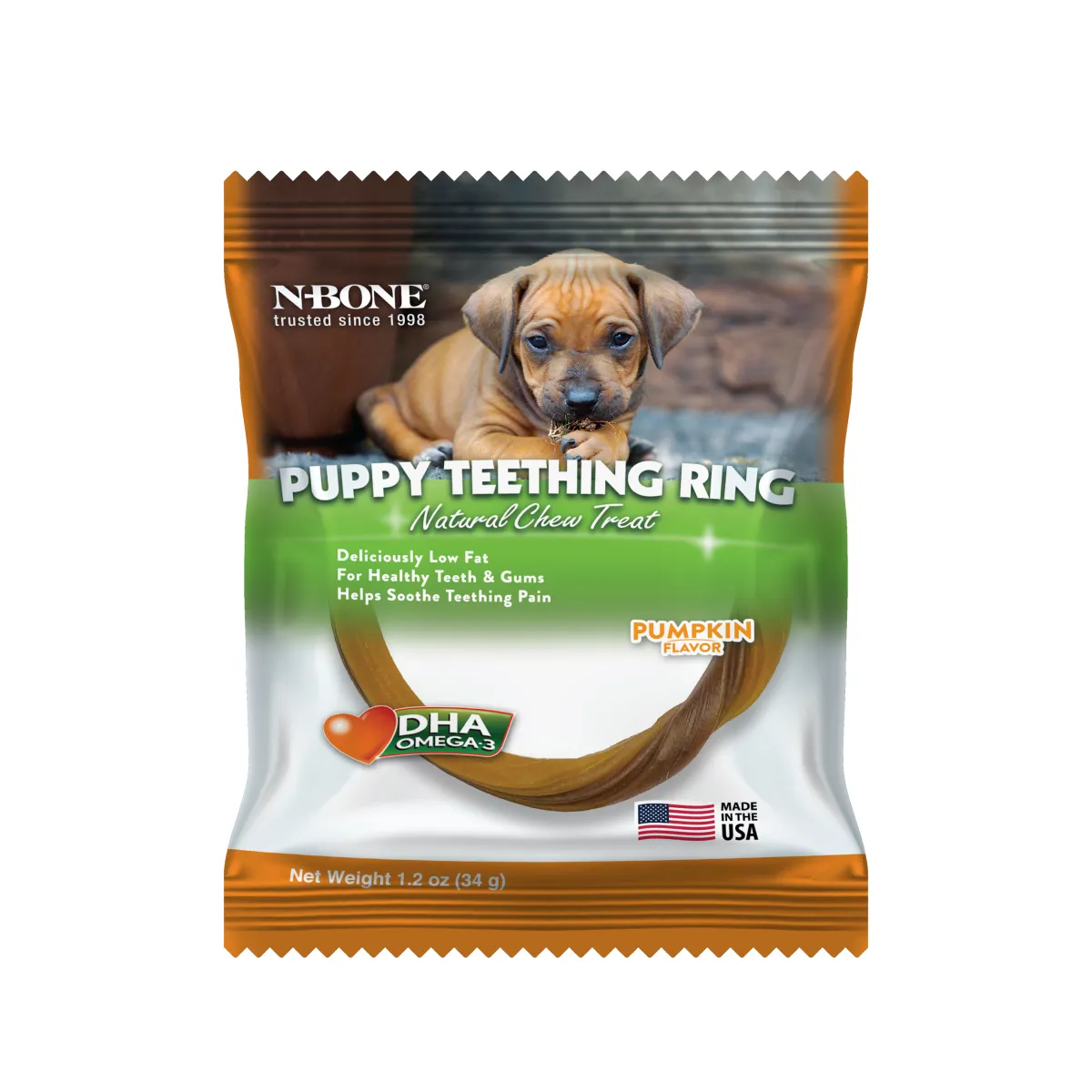 NPIC N-Bone Puppy Teething Ring Treat - Pumpkin Flavour