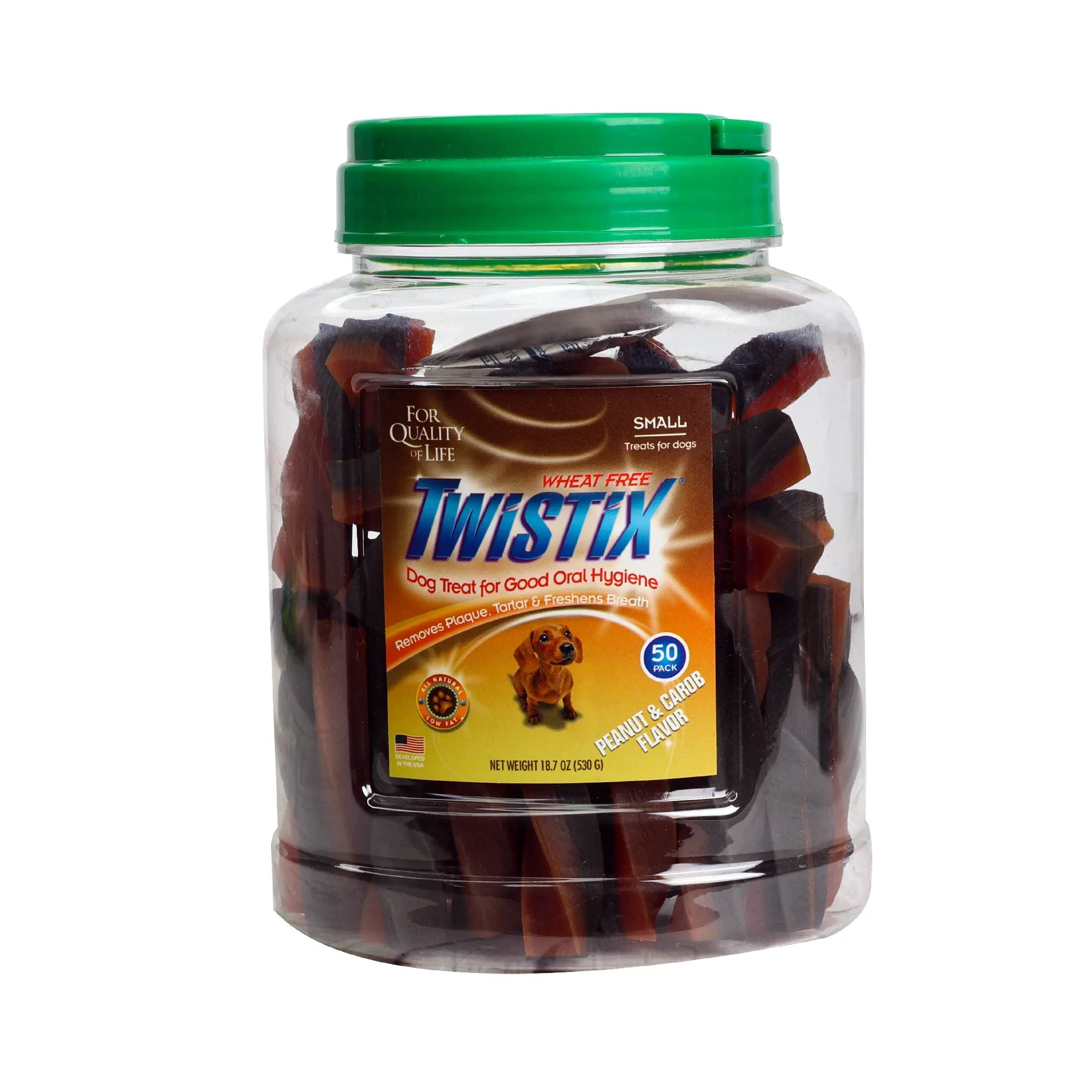 NPIC Twistix Peanut and Carob Dog Treats Canister