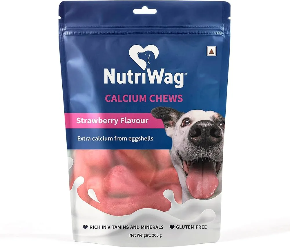 NutriWag Strawberry Calcium Chew Bones Dog Treats