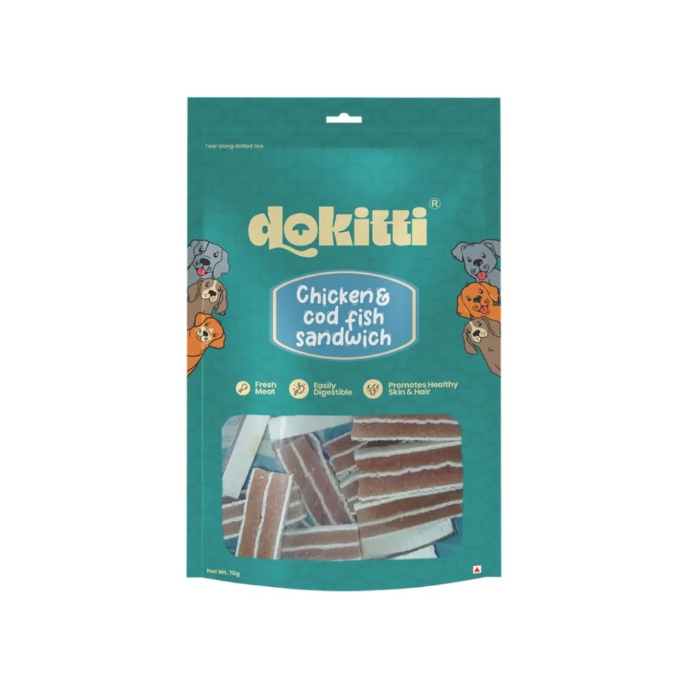 Dokitti Chicken & Cod Fish Sandwich Dog Treat