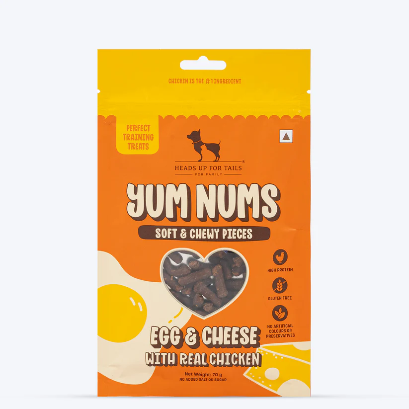 Heads Up For Tails Yum Nums Egg & Cheese Soft Grain Free Sticks Treat For Dogs