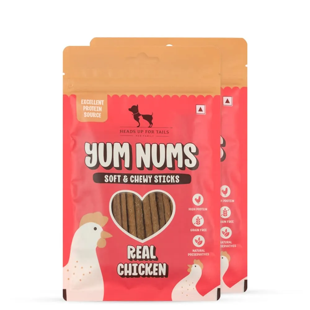 Heads Up For Tails Yum Nums Real Chicken Soft Grain Free Sticks Treat For Dogs