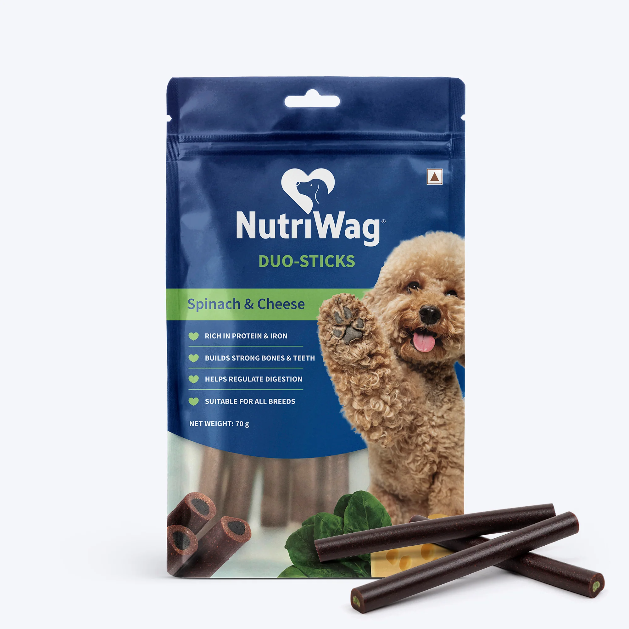 NutriWag Spinach & Cheese Duo Sticks Dog Treats
