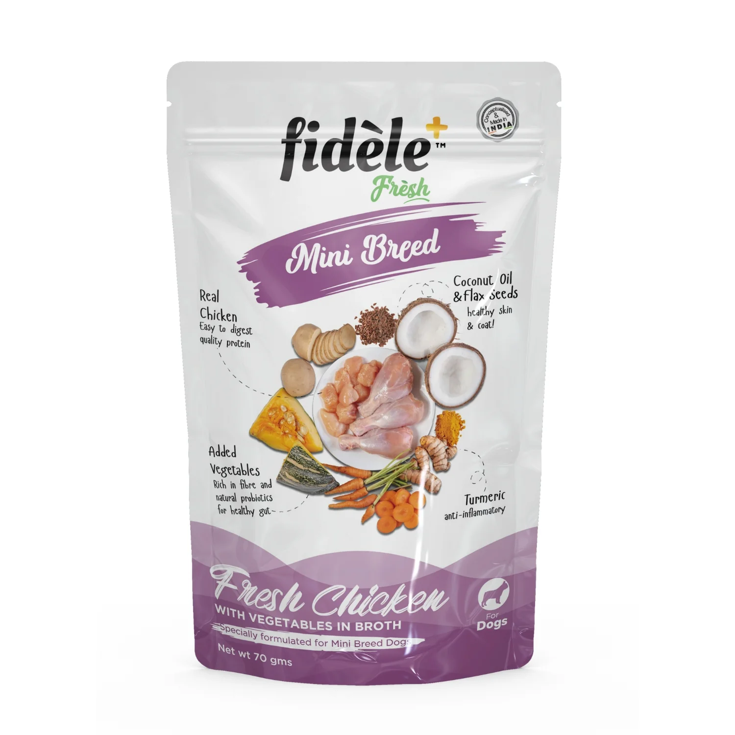 Fidele Mini Breed Fresh Chicken with Vegetables Broth Wet Dog Food