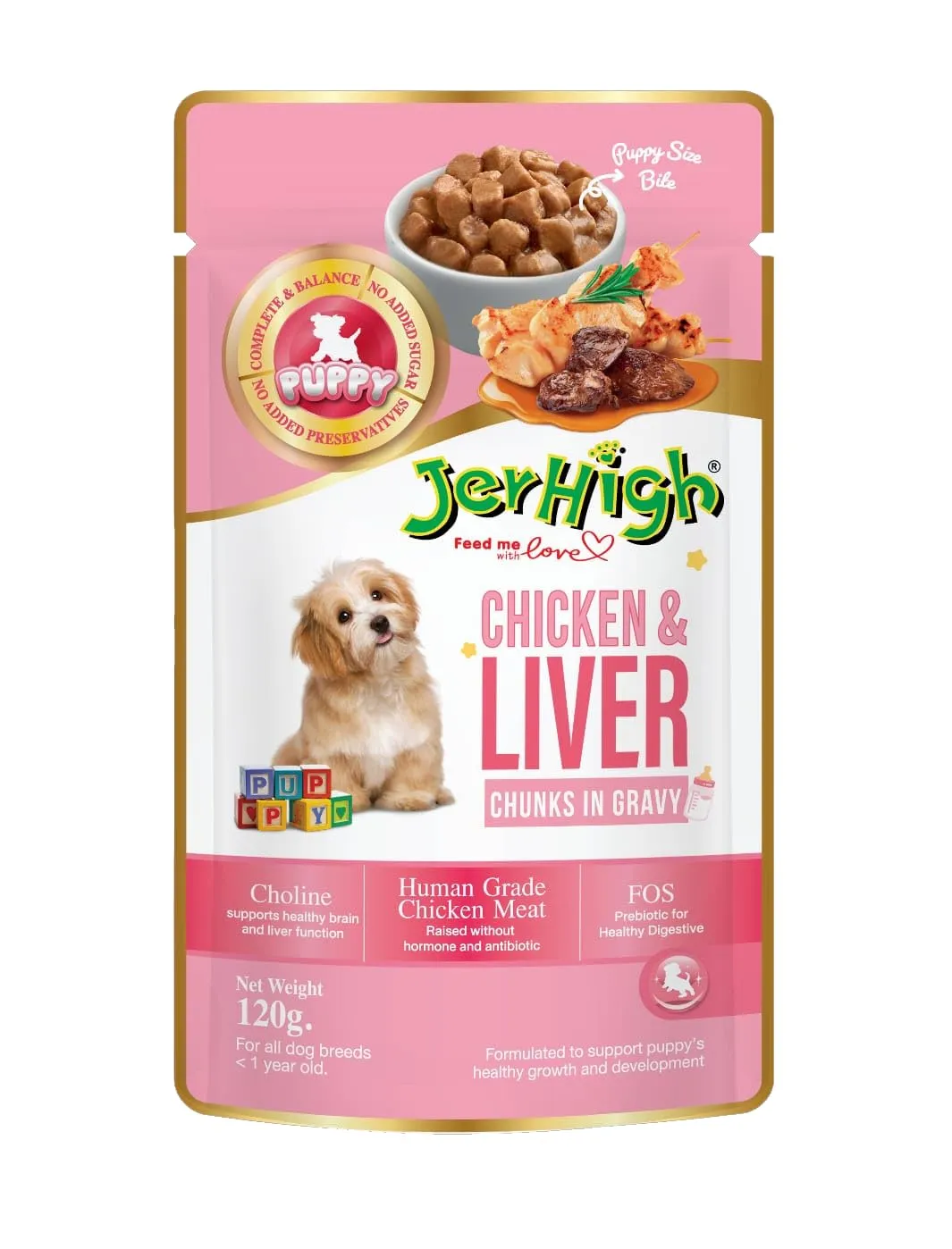 Jerhigh Puppy Chicken & Liver Chunks in Gravy - Dog Wet Food
