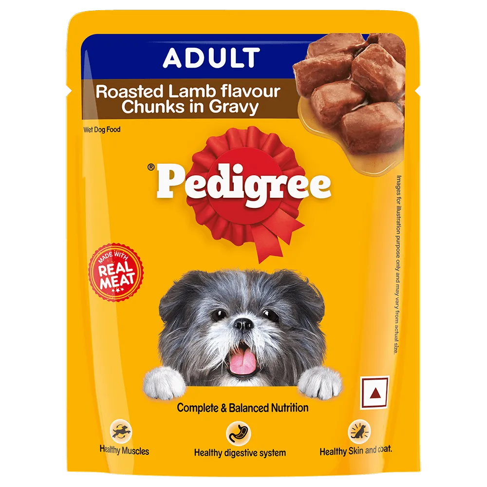 Pedigree Roasted Lamb Flavour Chunks in Gravy Adult Wet Dog Food