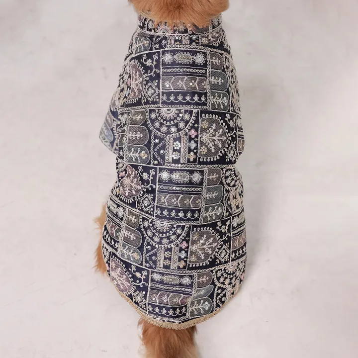 Furvia Indigo Royale Wedding Kurta — another view