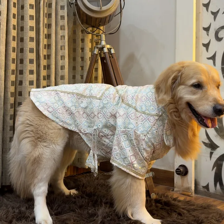 Furvia Ivory Diamond Kurta (Wrap) for dogs