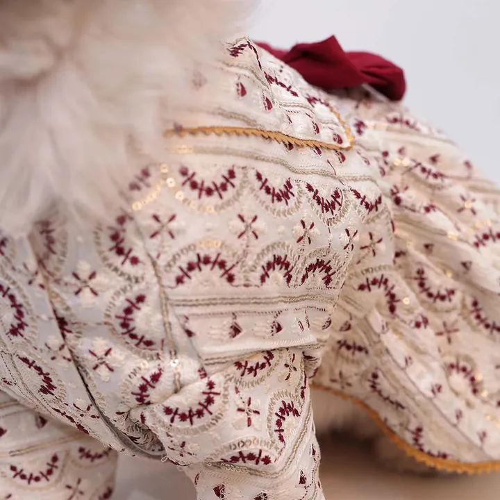 Furvia Ruby Starlight Lehenga — fabric and detail
