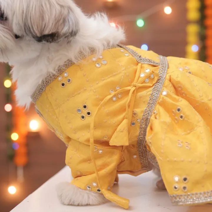 Furvia Sunshine Swirl Lehenga — fabric and detail