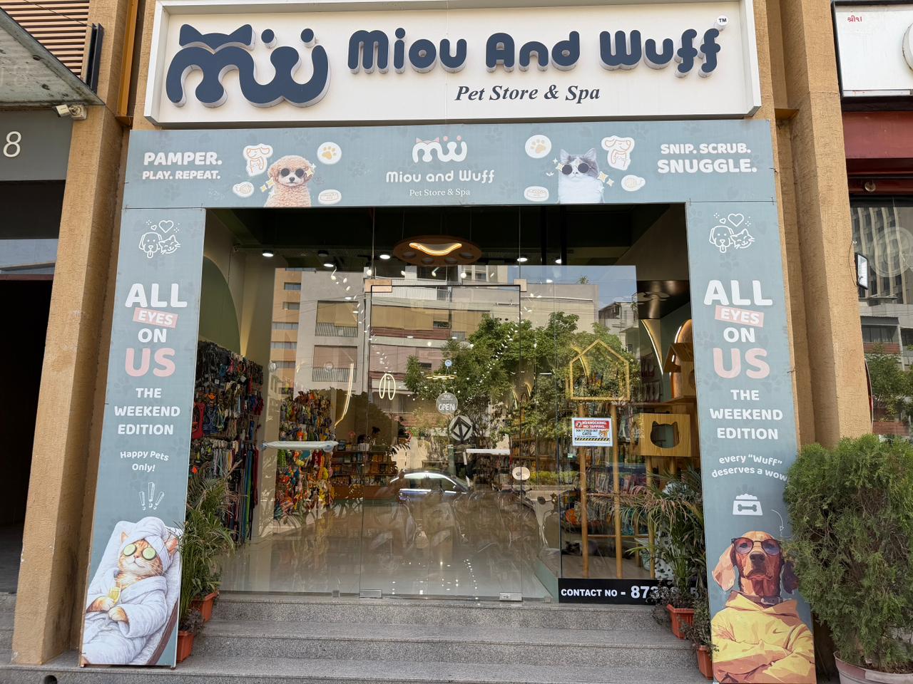 Miou and Wuff South Bopal store facade