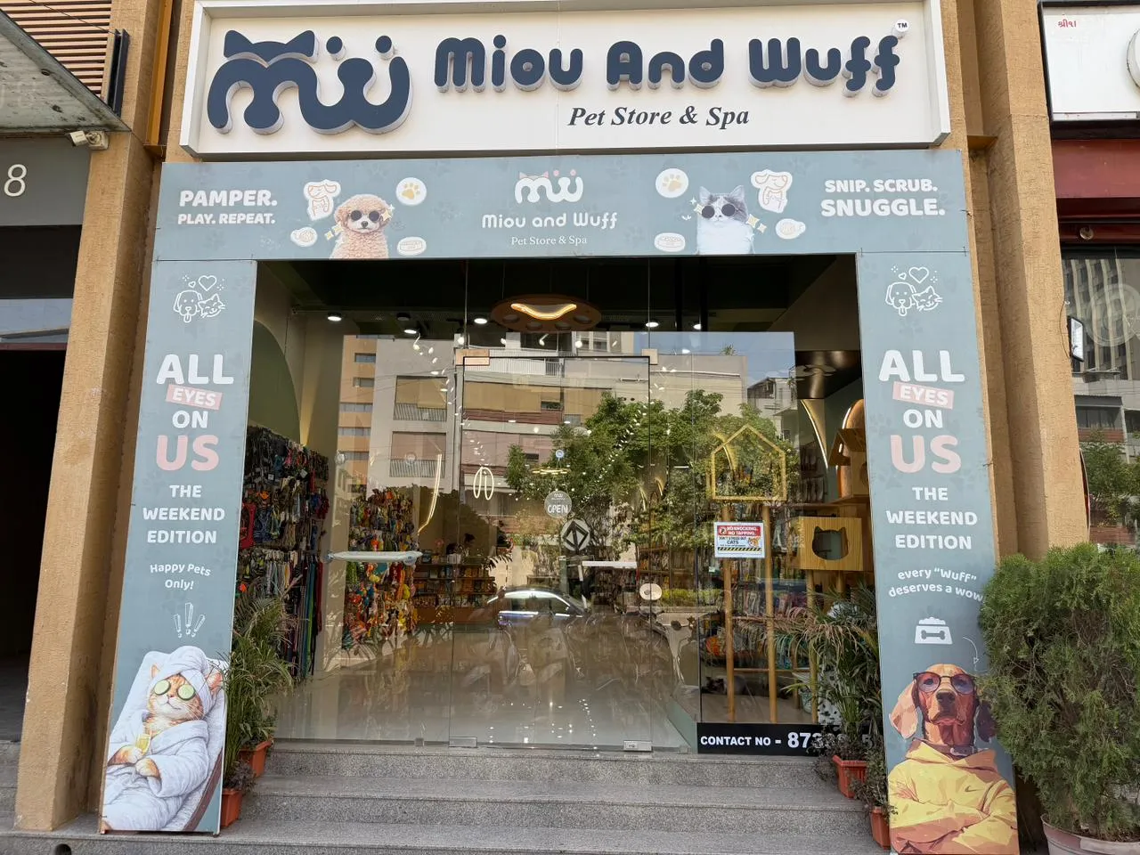 Miou and Wuff South Bopal store facade